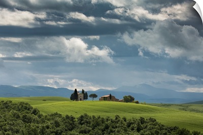 Church and fields in Tuscany