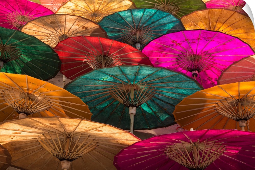 Colorful Burmese parasols.