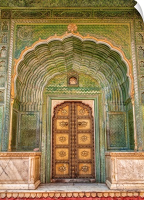 Colorful door at the City Palace in Jaipur, Rhajisthan, India