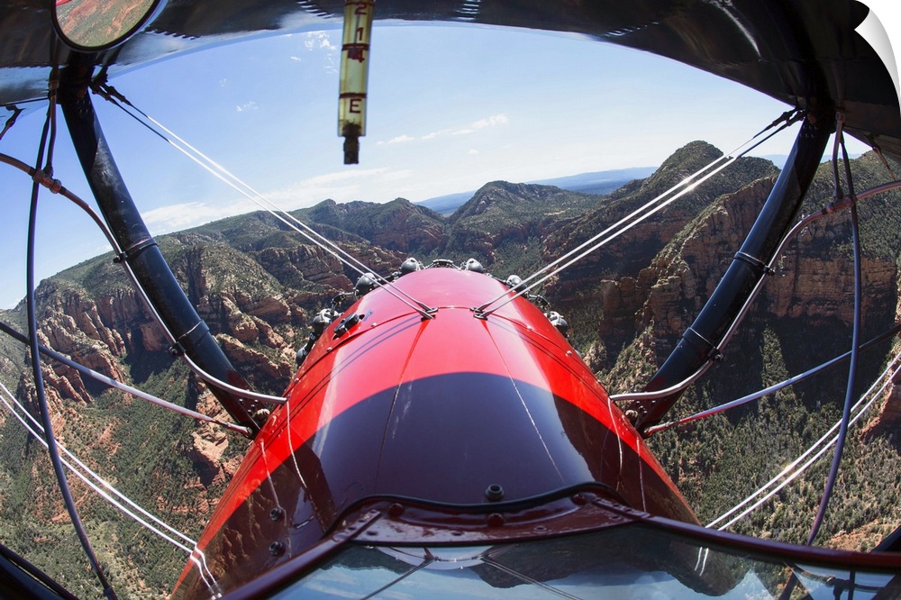 Flying above Sedona, Arizona in a red biplane