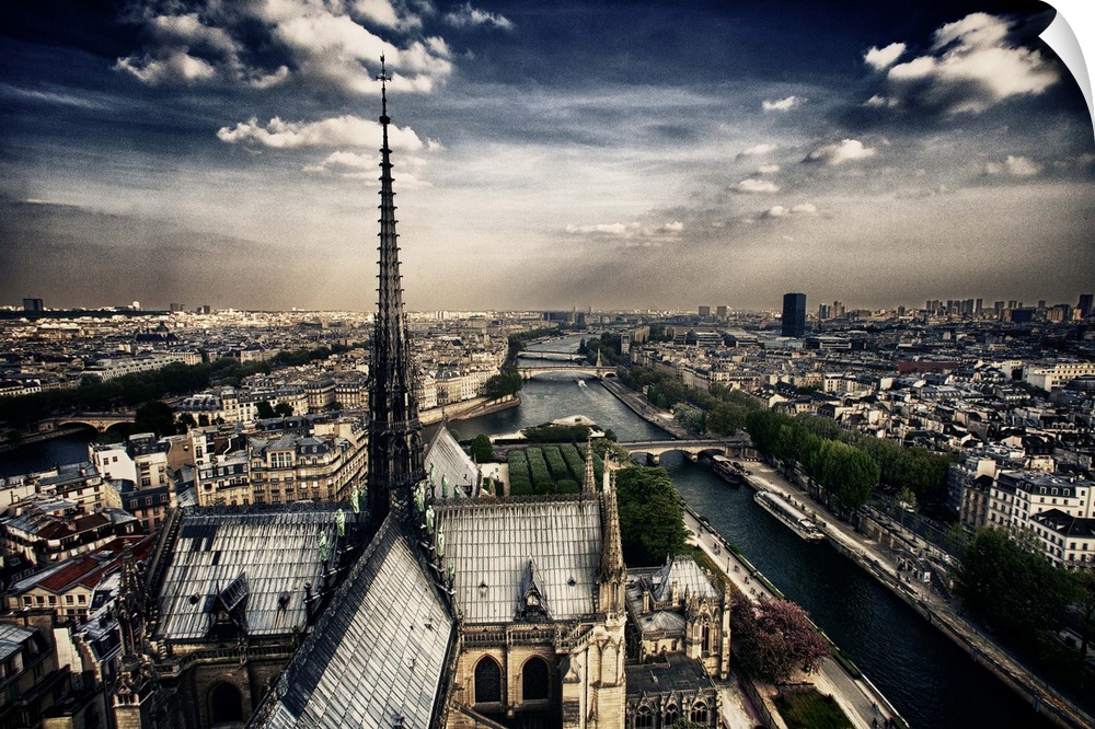 From atop the Notre Dame Cathedral, Paris, France
