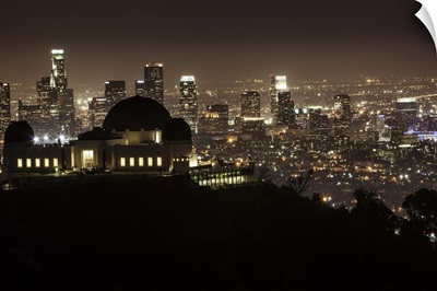 Griffith Park Observatory and downtown LA at night
