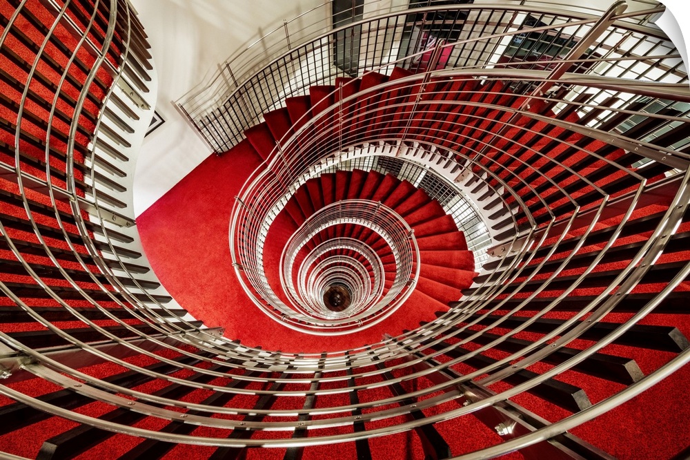 Spiral staircase inside the Reykjavic Hilton Hotel in Iceland.