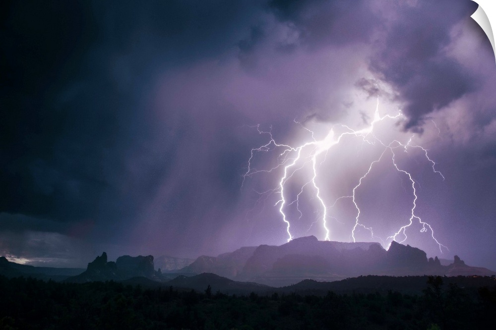 Lightning over Sedona, Arizona.