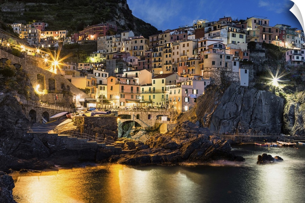 Manerola in the Cinque Terre after dark.