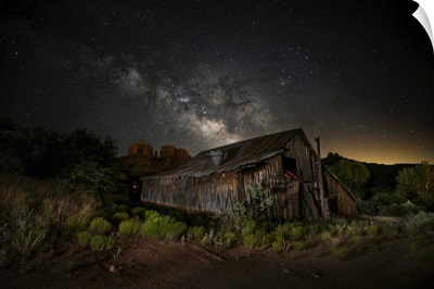 Milky Way Over Abandoned Barn In Sedona, Arizona