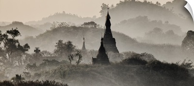 Misty sunrise in the hills of Mrauk, Myanmar