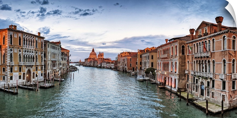 Panorama from the Academia Bridge in Venice, Italy.