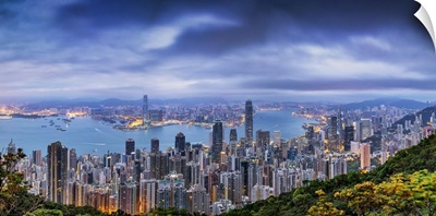 Panorama Of Hong Kong Harbor From Above
