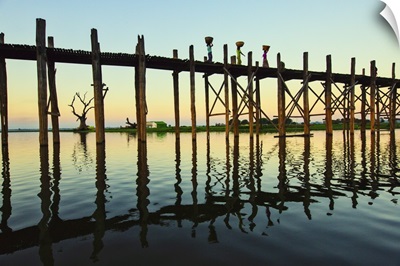 People walking on the Ubein Bridge in Mandalay, Myanmar