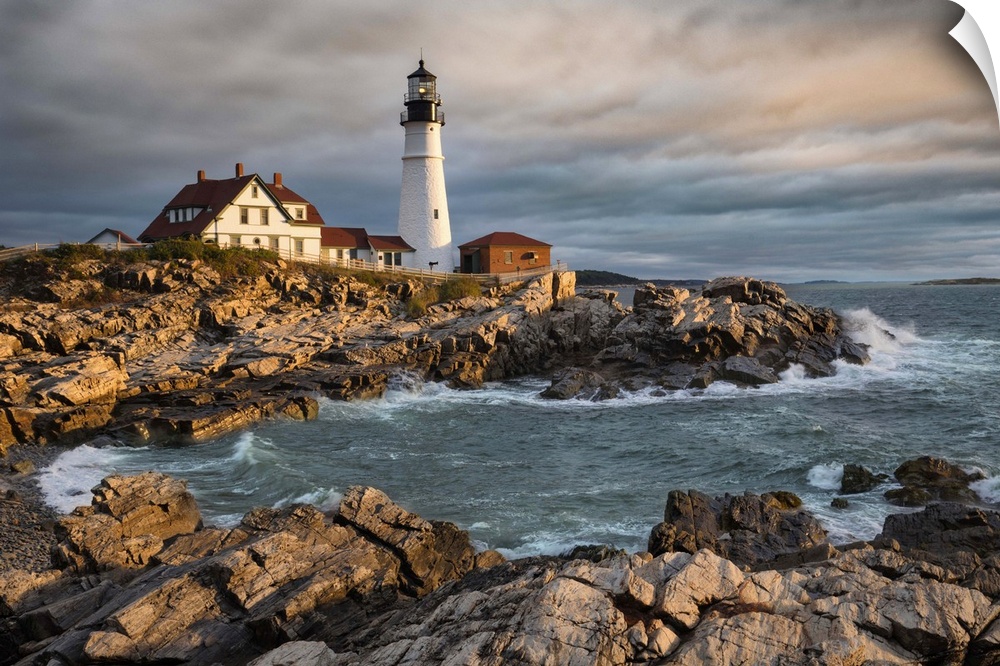 Portland Maine Lighthouse at sunrise.