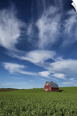 Red barn in wheat fields of the Palouse