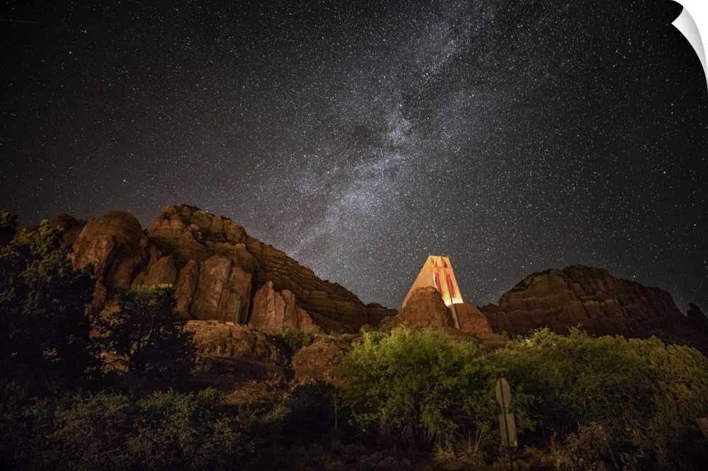 The Milky Way above the Chapel in Sedona, Arizona.