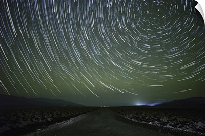 Star trails over the Devils Golfcourse in Death Valley National Park