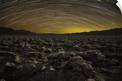 Star Trails Over The Devils Golfcourse In Death Valley National Park