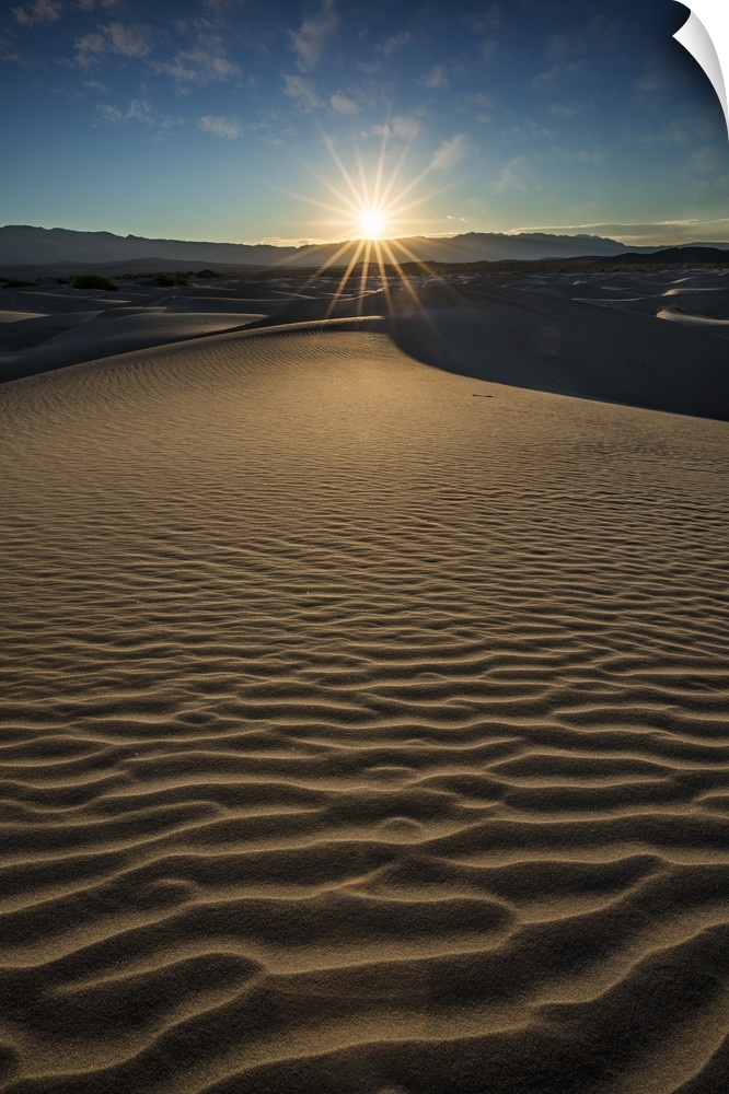 Sunrise in the Mesquite Sand Dunes at Death Valley National Park.