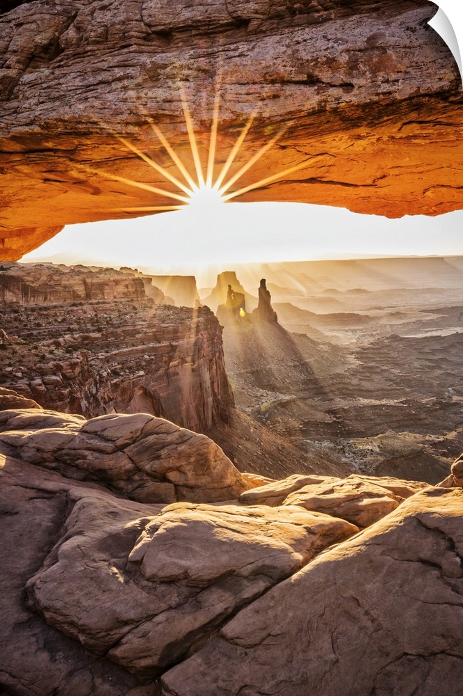 Sunrise over Mesa Arch in Canyondlands National Park in Moab.