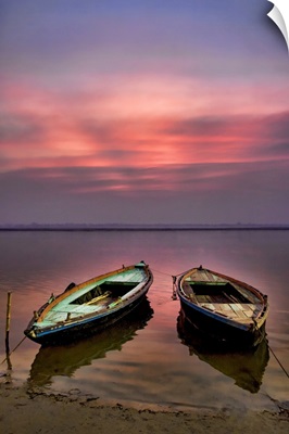 Sunrise with Boats, on the Ganges River, Varanasi, India