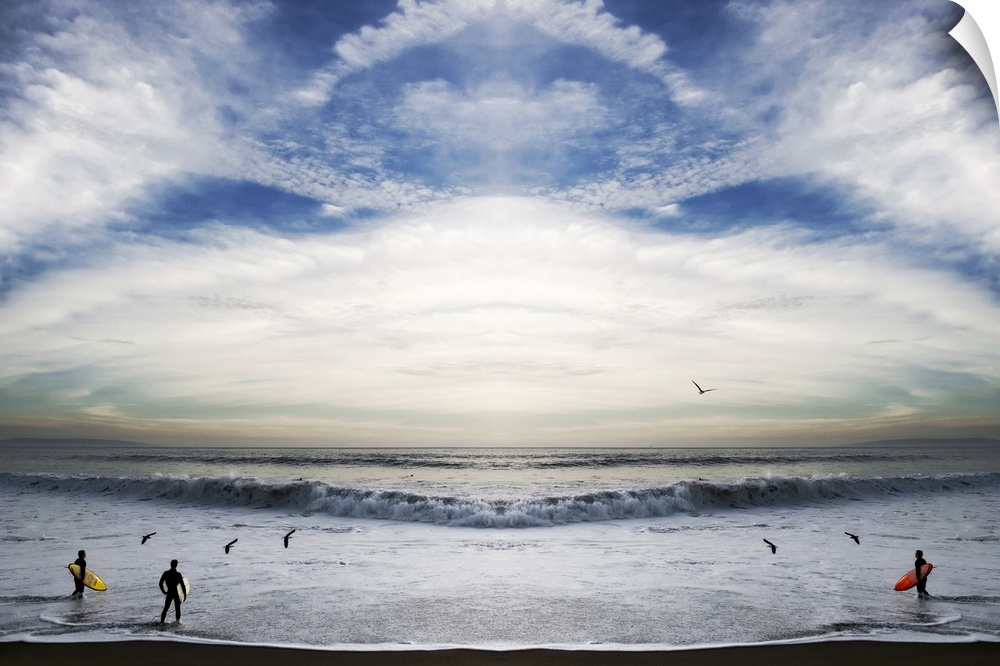 Surfers in the ocean, Malibu, California