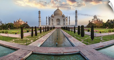 Taj Mahal Panorama At Sunrise In Agra, India