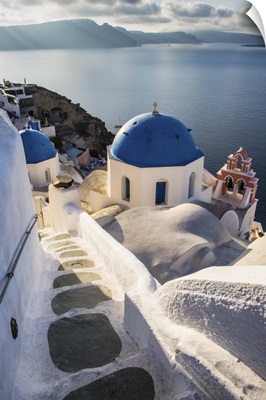 The blue churches of Oia Santorini, Greece