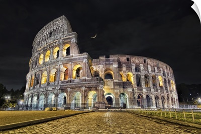 The Coliseum after dark in Rome, Italy