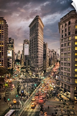 The Flatiron Building in New York City from above