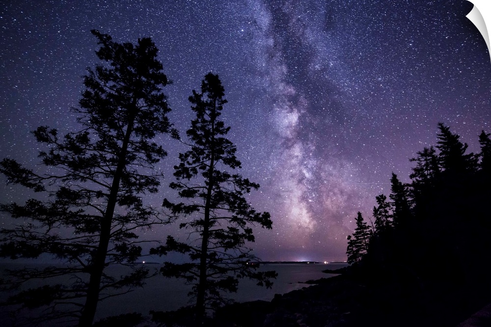 The Milky Way over the coast in Acadia National Park in Maine.