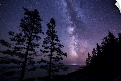 The Milky Way over the coast in Acadia National Park in Maine