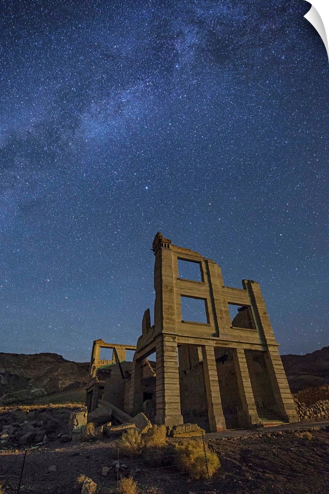 The Milky Way over the ghost town in Rhyolite, Nevada.