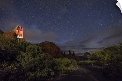 The night sky over the Chapel in Sedona, Arizona