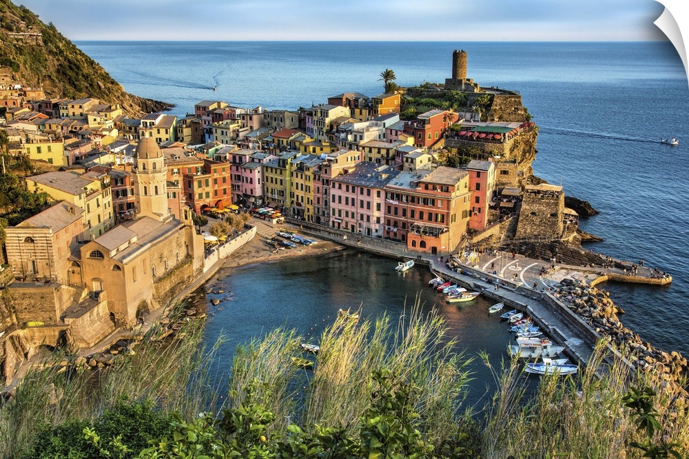 Vernazza in the Cinque Terre at sunset .