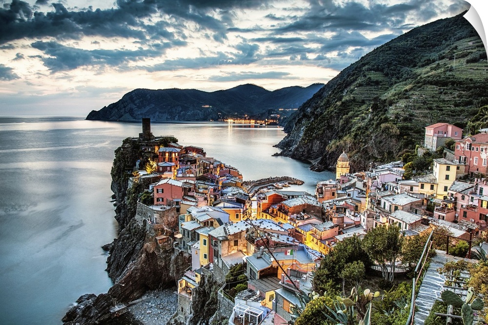 Vernazza in the Cinque Terre at sunset.