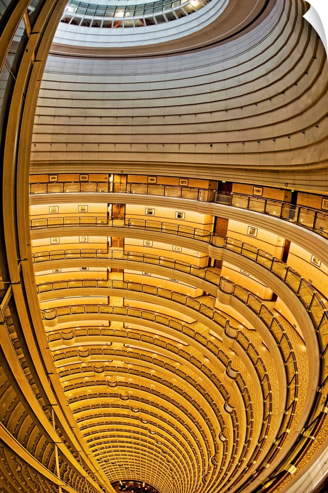 View from above the inside of the highest hotel in the Jin Mao Tower, Shanghai, China