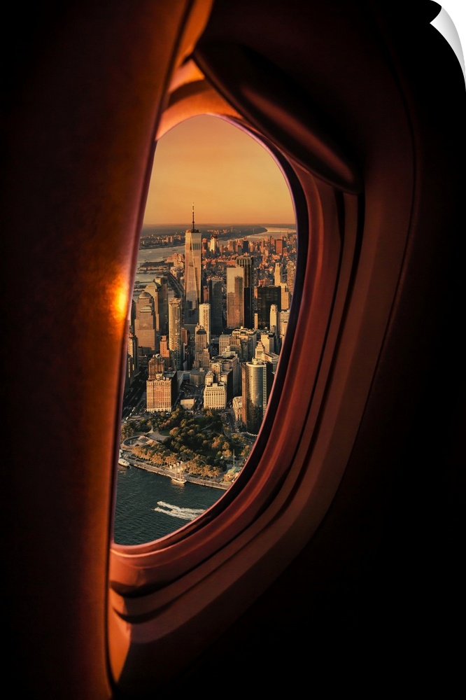 View from airplane over New York City