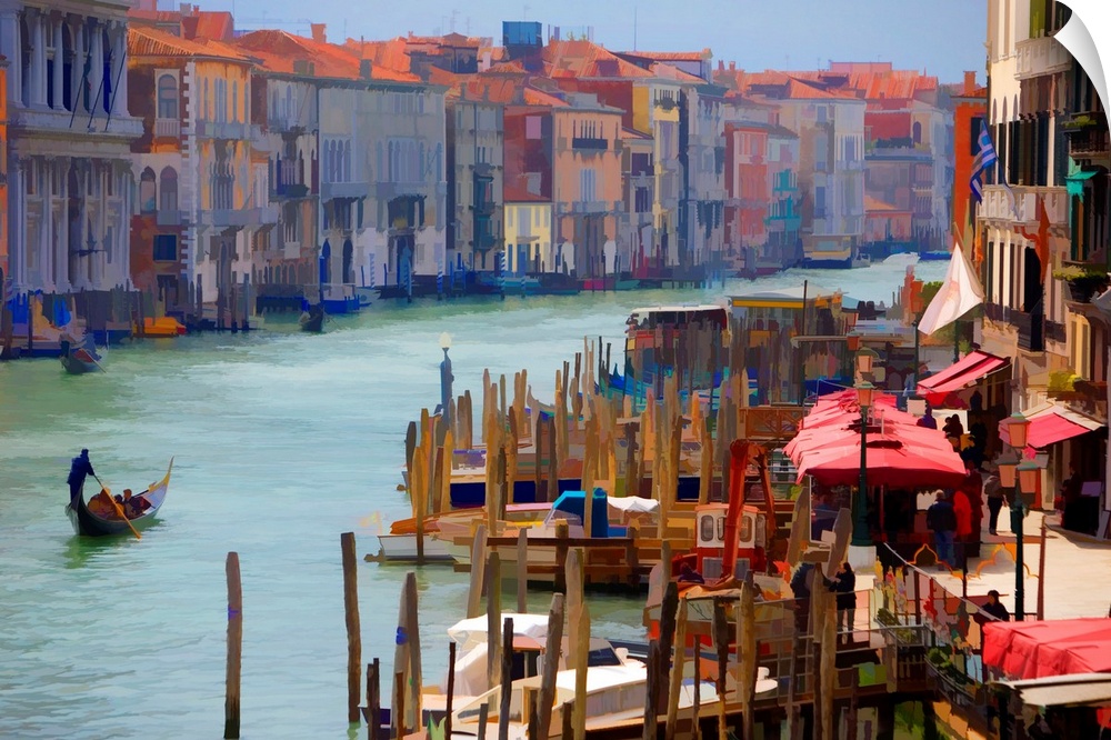 A Venetian scene has been turned into wall art for the home by posterizing a photograph of the canal.