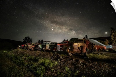 Vintage Trucks Under The Milky Way In The Palouse
