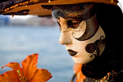 Woman in Masquerade Masks during Carnival, Venice, Italy