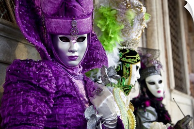 Women in Mascarade Masks during Carnival, Venice, Italy
