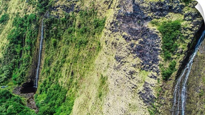 Aerial photograph of a waterfall on the north east shore of Hawaii's big island