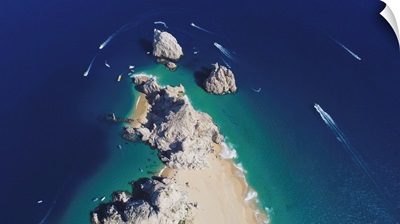 Aerial photograph of the rocks off the tip of the Baja peninsula, Cabo San Lucas, Mexico