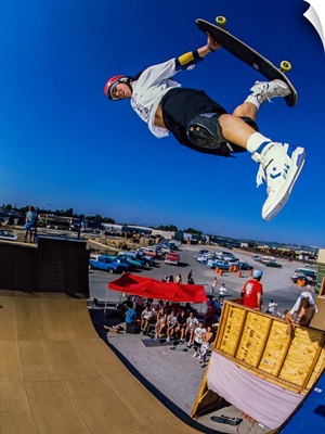 Christian Hosoi in the air at Vans Skatepark in California