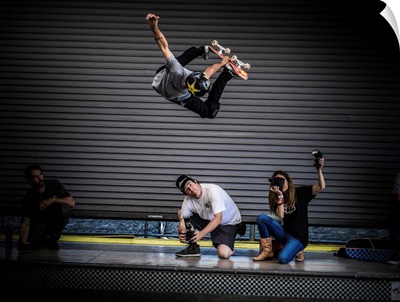 Legendary Skateboarder Bucky Lasek, Big Method Air At The Vans Skatepark