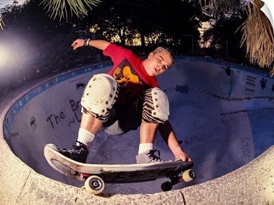 Riky Barnes skateboarding at San Juan Capistrano Skatepark, 1989