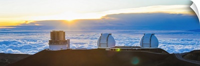 The Sun Sets Over The Observatories On Mauna Kea