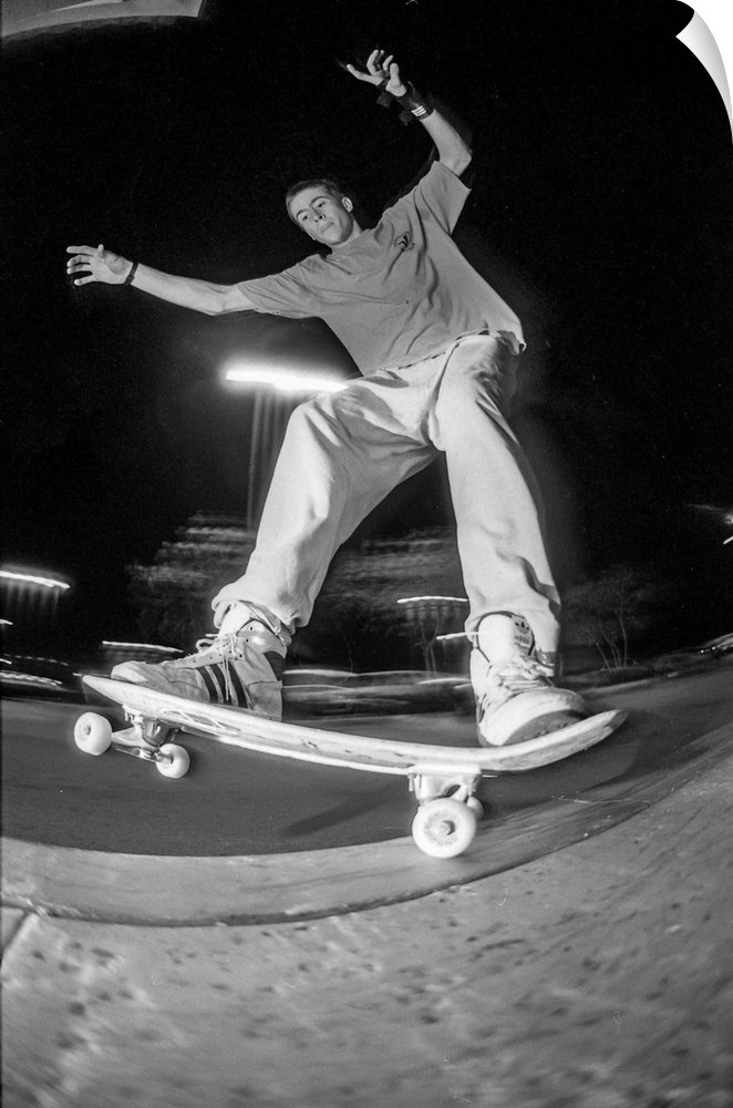 Vintage photo of legendary actor Jason Lee, was also an insane skateboarder. Photo may have a film grain texture. Location...