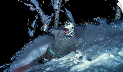 Vintage Photo Of Mike Ranquet As He Rides Some Night Powder