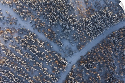 Aerial View Of The Karkonosze Mountains And Forest In Winter, Poland