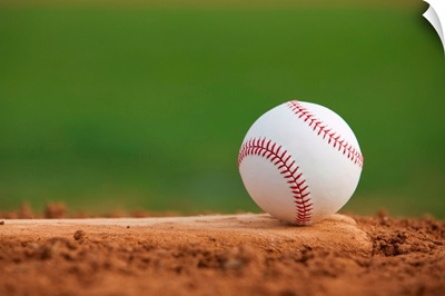 Baseball on the Pitchers Mound Close Up