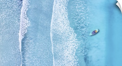 Beach And Waves, Turquoise Water, Summer Seascape From Air
